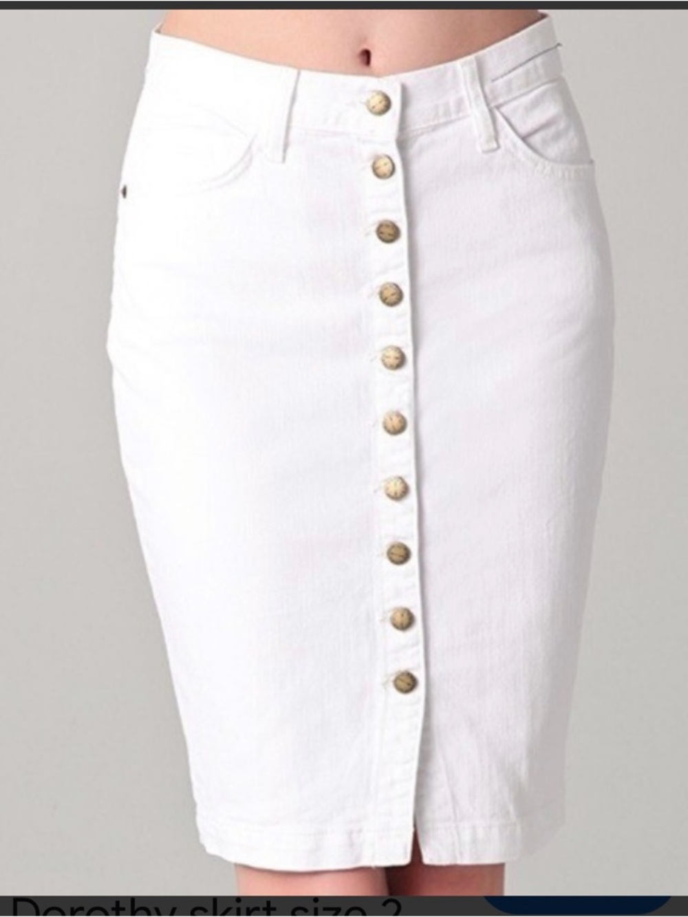 Current Elliott White Button-Front Denim Pencil Skirt - Picture 2 of 7